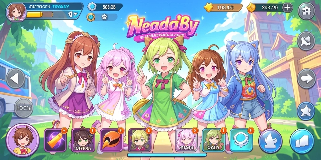 Screenshot 1 menunjukkan tampilan awal game dengan tema yang menarik.